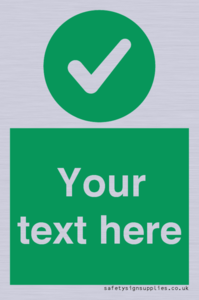 Custom green background, green circle with tick